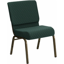 Hunter Green Dot Patterned Fabric Stacking Church Chair