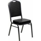 Crown Back Stacking Banquet Chair with Black Vinyl