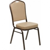 Crown Back Stacking Banquet Chair with Tan Vinyl